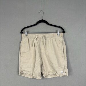 Katin Shorts Mens Small Tan Cotton Linen Blend Elastic Waist Surf Skate
